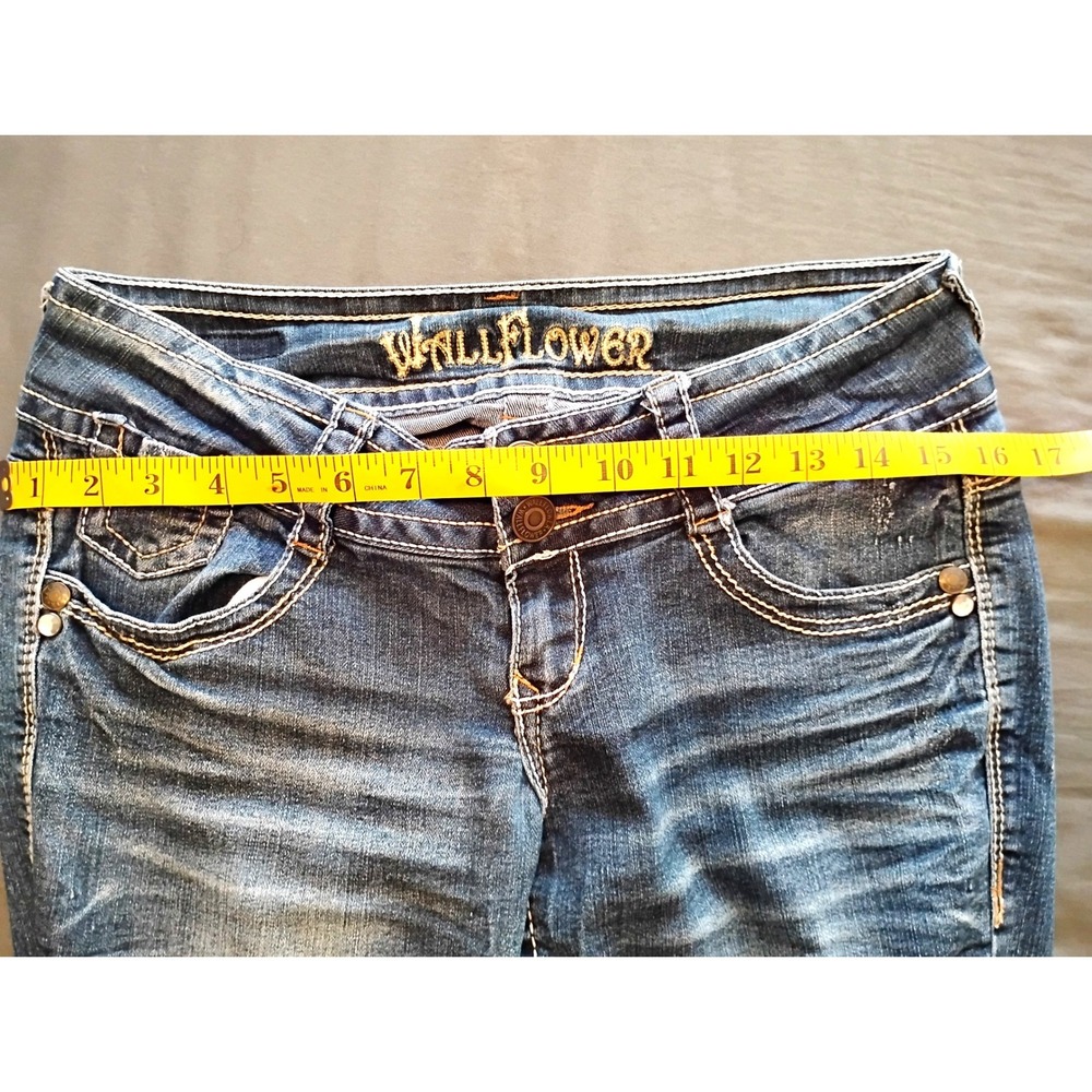 🩵WallFlower Double Button Low Rise Skinny Jeans Size 5 y2k mcbling indiekid - Picture 8 of 9